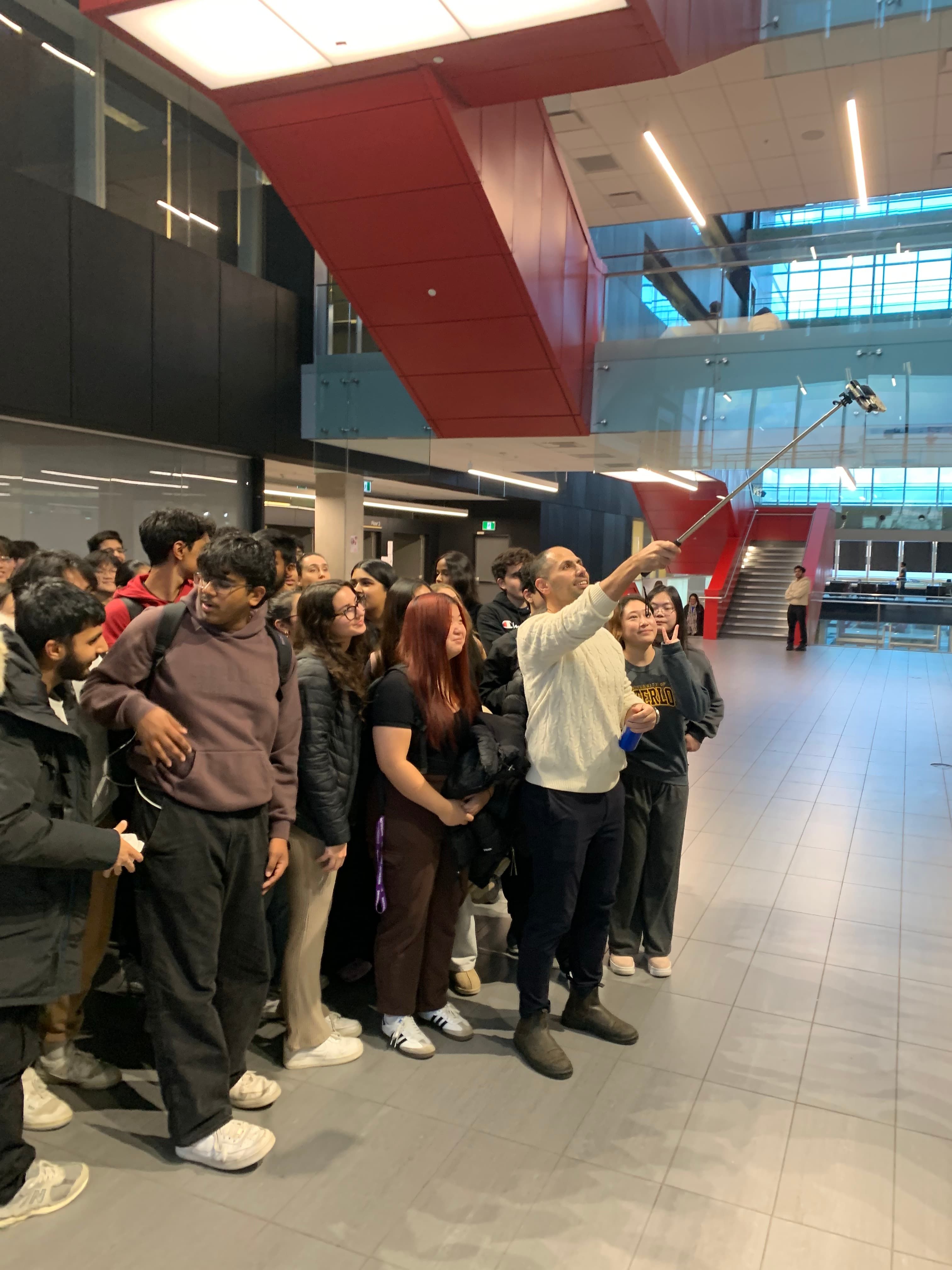 Group selfie in atrium
