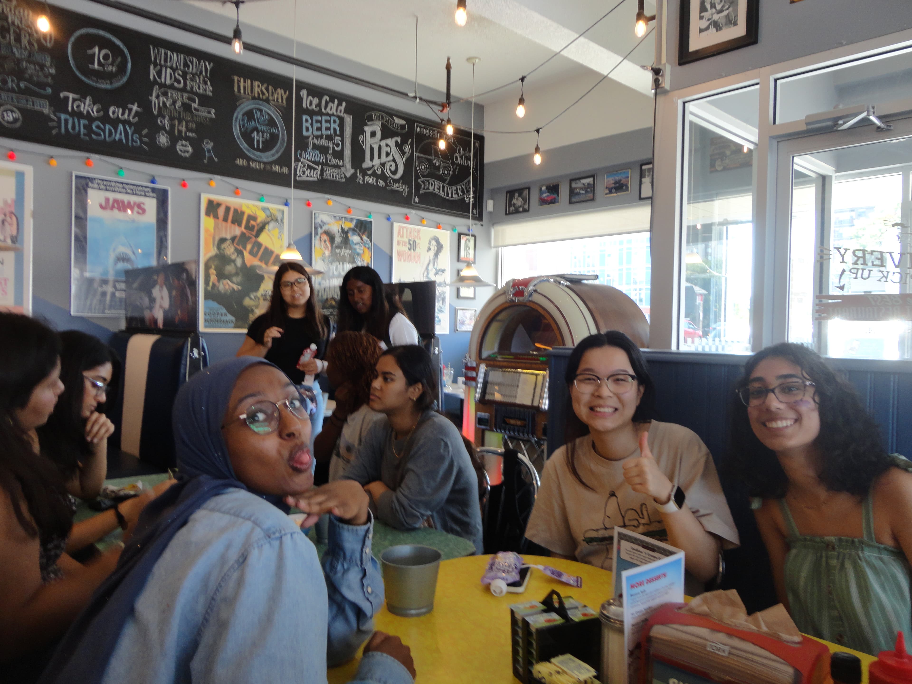 Candid moment at diner